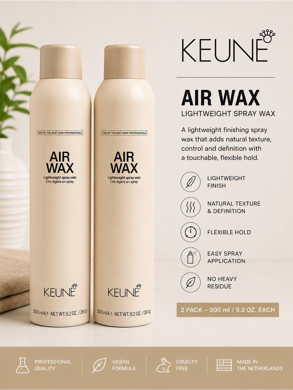 Air Wax Lightweight Spray Wax - Cream (2 Pack)